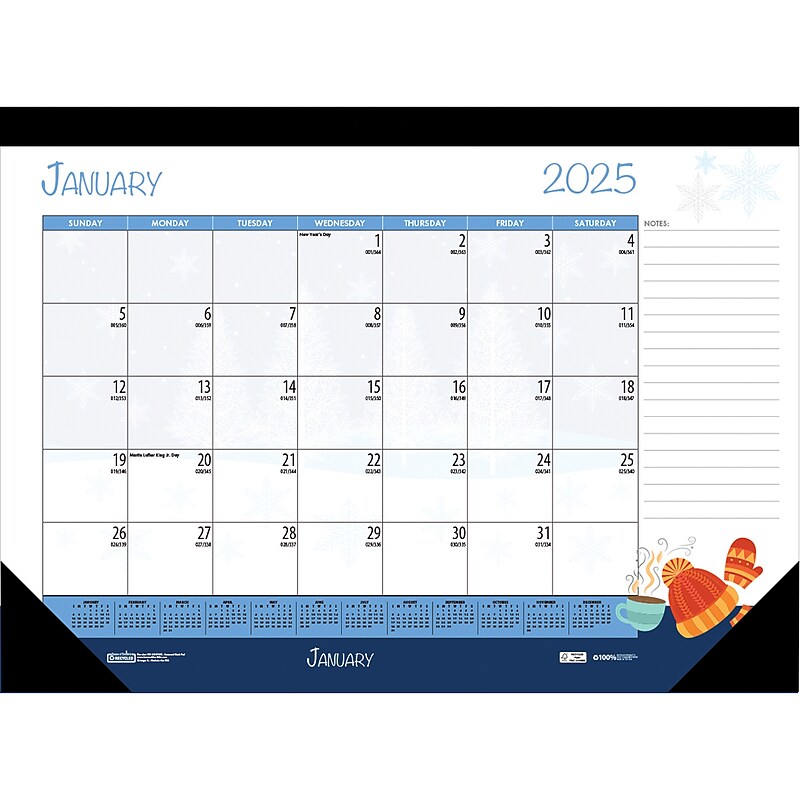 2025 House of Doolittle Seasonal Holiday Depictions 18.5" x 13" Monthly Desk Pad Calendar (1396-25) image 1