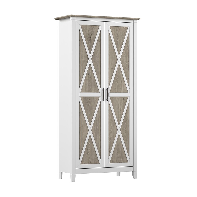 Bush Furniture Key West 66"H Storage Cabinet with 5 Shelves, Shiplap Gray (KWS266G2W-03) image 1