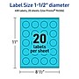 Avery Printable Circle Multipurpose Labels, 1.5" Dia., Bright Blue, 400/Pack (94506)~#|#~F32BF163-6D90-4D41-A468A446BCB57954_sc7