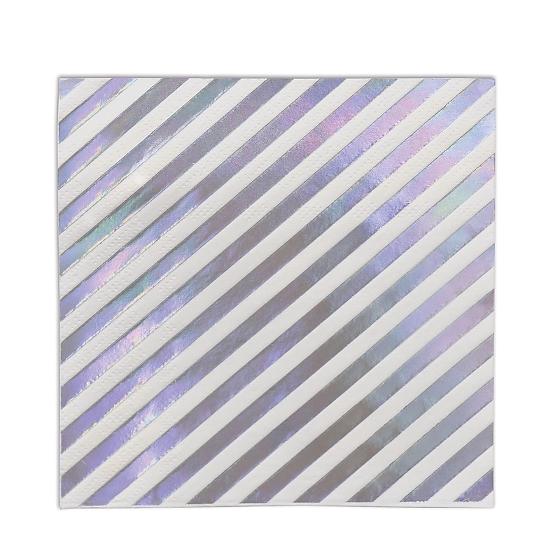 Beistle Stripes Napkins, Iridescent, 16 Napkins/Pack, 3/Packs (53574) image 1