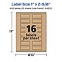 Avery Laser/Inkjet Rectangle Multipurpose Labels, 1" x 2-5/8", Kraft Brown, 400 Labels/Pack ( 94201)~#|#~F33284EF-C619-448E-ABB10A1199C2DCA8_sc7