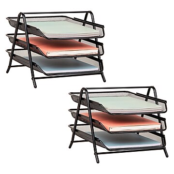 TQVAI 5-Tier Brievenlade Bureau Tidy Organizer Document Houder Papier Opslag Organizer Tijdschrift File Houder, Zwart