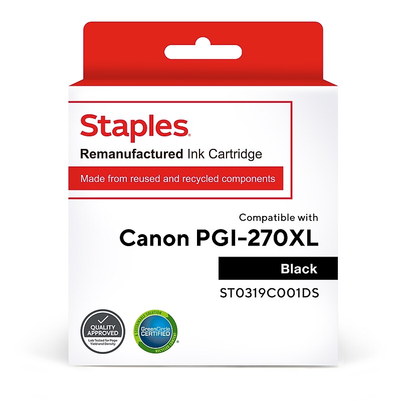 Staples Remanufactured Black High Yield Ink Cartridge Replacement for Canon PGI-270XL (0319C001) image 1