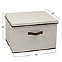 Household Essentials Large Stackable Folding Fabric Wide KD Storage Box With Lid, 12" x 18.5"x 15", 57.7 Qt., Cream (521-1)~#|#~F33B1045-4522-47B0-A0668304E26504DA_sc7