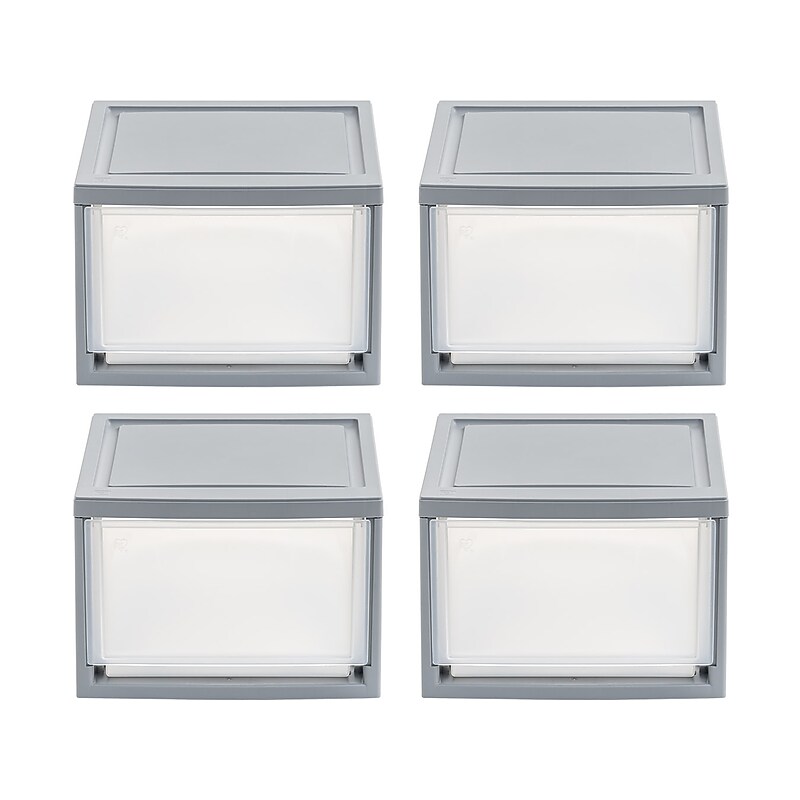 Iris Storage Drawer, Gray/Translucent White, 4/Pack (500161) image 1
