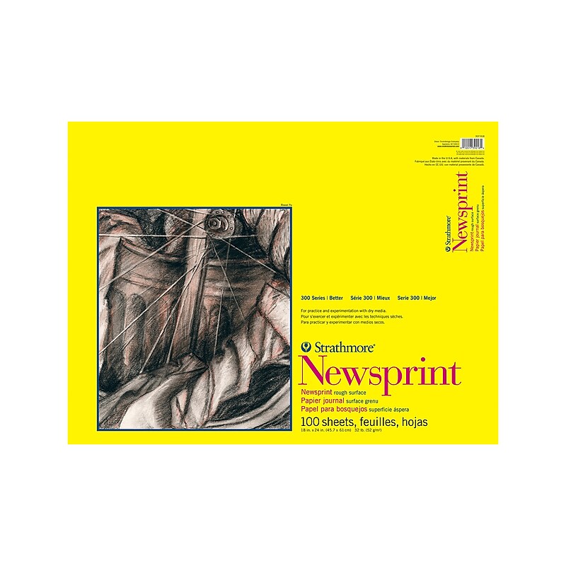 Strathmore 300 Series 18" x 24" Tape Bound Newsprint Sketch Pad, 100 Sheets/Pad (STTP3079181) image 1