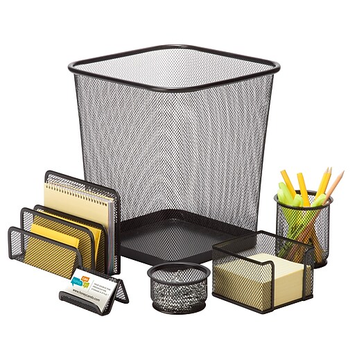HoneyCanDo 6Piece Wire Mesh Desk Set, Black (OFC03491) Staples