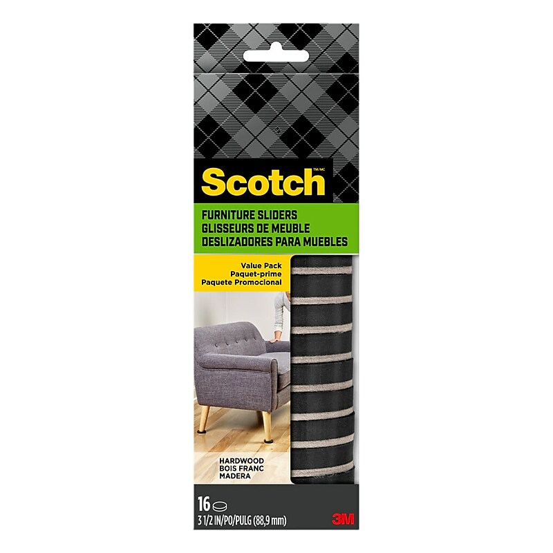 Scotch Furniture Sliders, Black/Beige, 16/Pack (SP674-NA) image 1