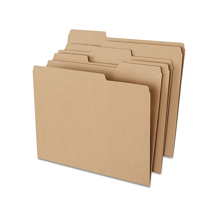 Staples 100% Recycled File Folders, Letter Size, 1/3‑Cut Tabs