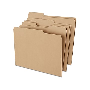 Staples File Folders, 1/3 Cut, Letter Size, Natural Brown, 100/Box (TR756044)