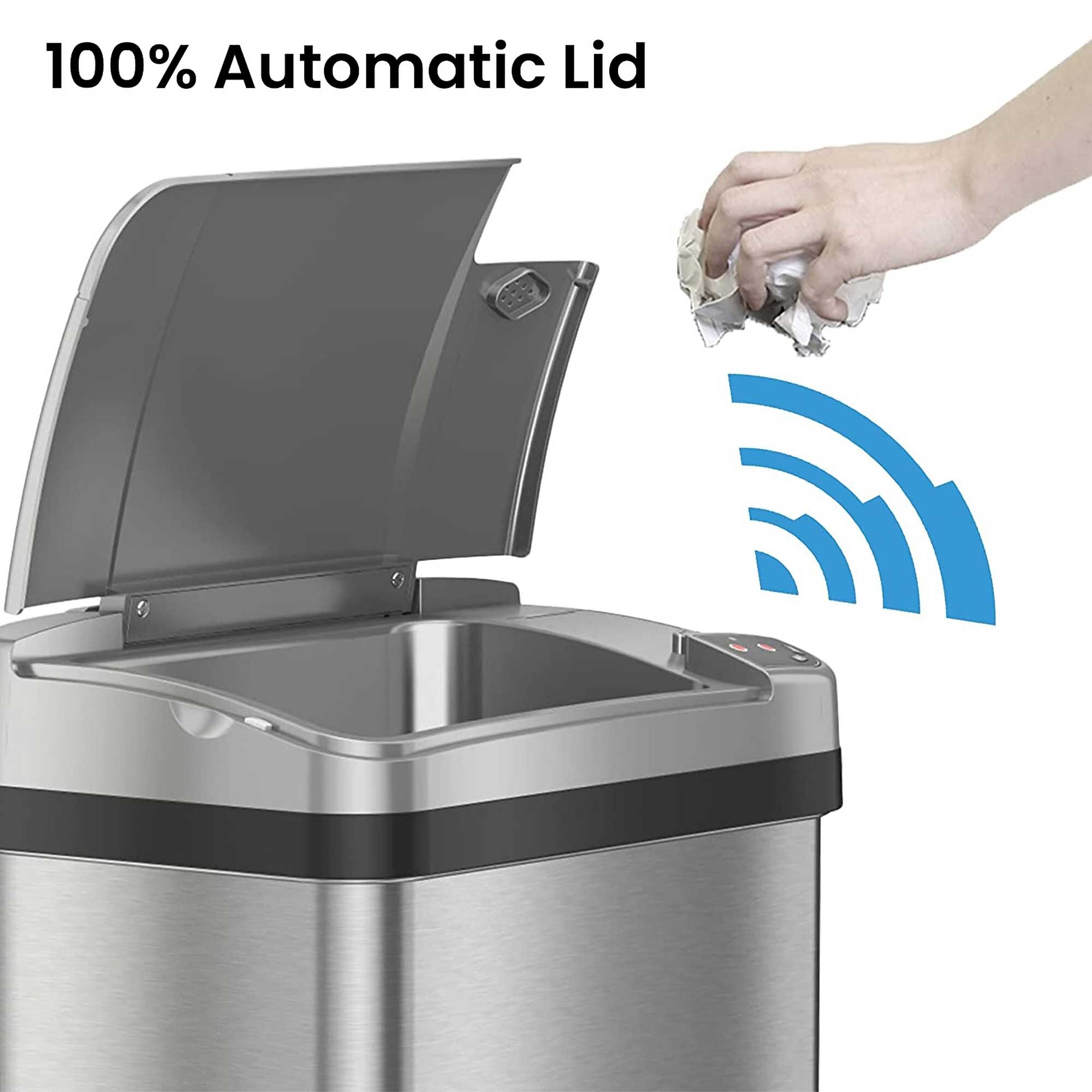 iTouchless Stainless Steel Bathroom Sensor Trash Can with AbsorbX Odor Control System and Fragrance, Silver, 2.5 Gal. (MT02SS) Sansujyuku sansujyuku.com