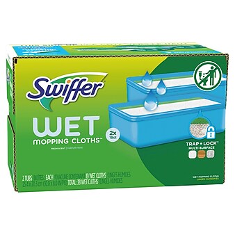 Swiffer Sweeper TRAP + LOCK Wet Mop Cloth, Open Window Fresh, 38/Pack (00742)