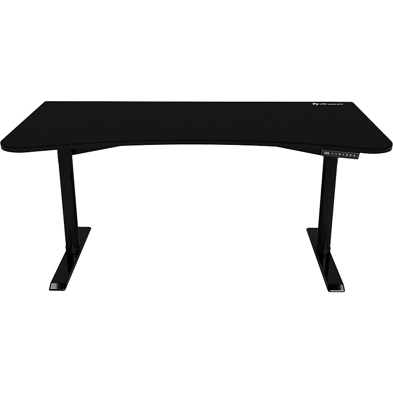 Arozzi Arena Moto 63"W Curved 29-46"H Adjustable Standing Gaming Desk, Black (AZ-ARENA-MOTO) image 1