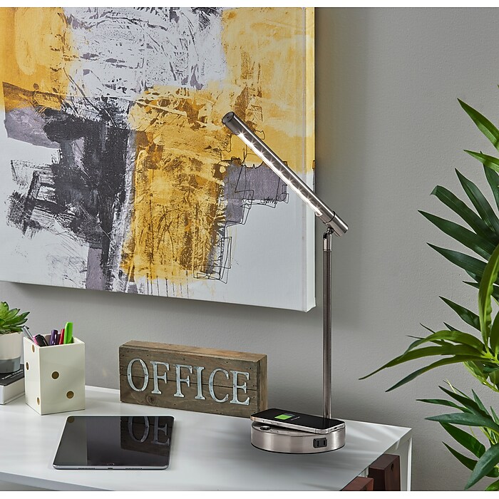 Adesso Dax LED Wireless Charging Desk Lamp, Brushed Steel (2611-22