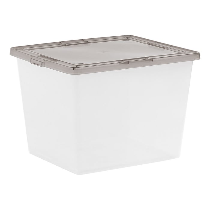 Iris 36 Quart Snap Top Plastic Snap Closure Storage Bin, Clear, 6