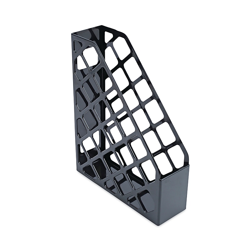 Universal Recycled Plastic Magazine File, 1 Compartment, Black, 11 3/4"H x 3"W x 9 1/2"D image 1