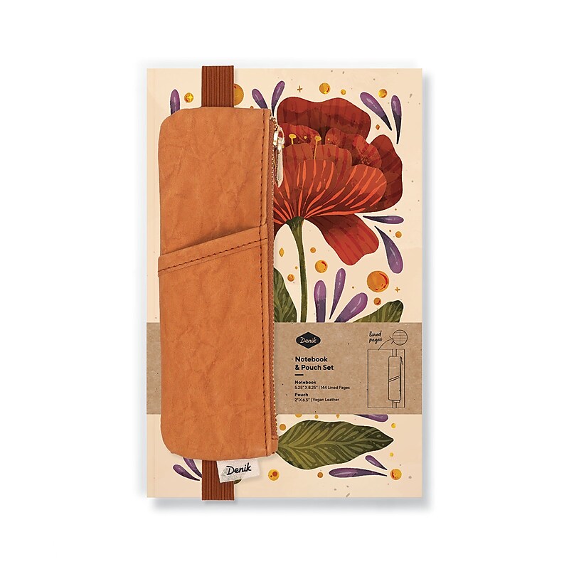 Denik Burgundy Bloom Composition Notebook, College Ruled, 144 Sheets, Multicolor (NBPOUCHSET1837L) image 1