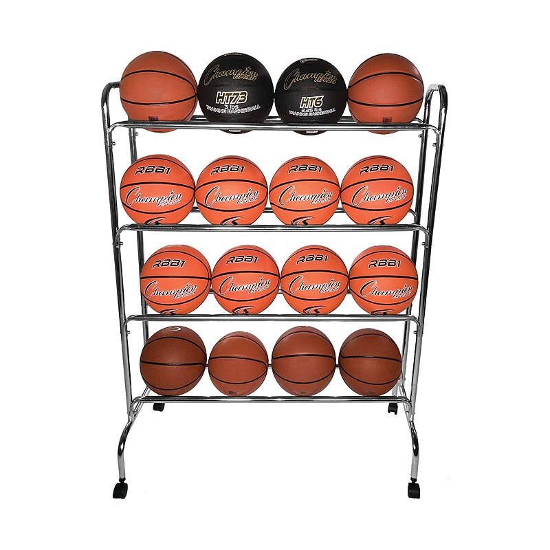 Champion Sports 4 Tier Portable Ball Cart, Silver (CHSBRC4) image 1