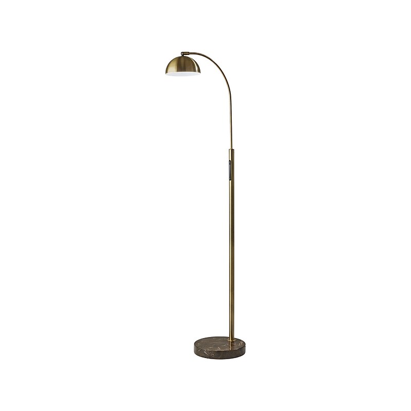 Adesso Bolton 57.75" Antique Brass Floor Lamp with Dome Shade (4307-21) image 1