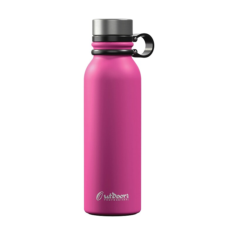 Outdoors Professional Stainless Steel Double-Walled Vacuum-Insulated Water Bottle, 20 oz., Pink (OUTD9270) image 1