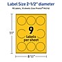 Avery Laser/Inkjet Round Scalloped Multipurpose Labels, 2.5" Dia., Bright Yellow, 90/Pack (94516)~#|#~F395F476-669D-4D91-852CE57A88A843E1_sc7
