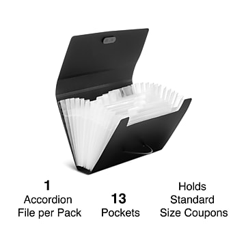 TRU RED™ Plastic Accordion File, 13-Pocket, Coupon Size, Assorted Colors (TR51828)