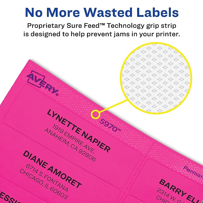 Avery Sure Feed Laser Address Labels, 1