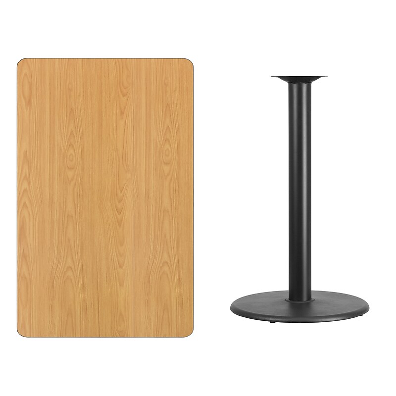 Flash Furniture Laminate Table Top with 24'' Round Bar-Height Table Base, 30" x 48", Natural (XUNT3048TR24B) image 1