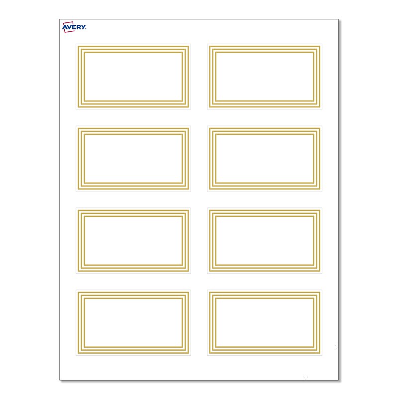 Avery Multi-Lined Gold Border Matte Blank Card, White, 80/Pack (S00-D1A) image 1