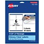 Avery Laser/Inkjet Multipurpose Labels, 3 1/3" x 4", Clear, 6 Labels/Sheet, 5 Sheets/Pack (94215-CGF5)~#|#~F3B7E873-1667-4059-85F25FC7B44FAB74_sc7
