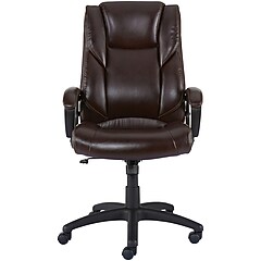 Staples® Laconia Ergonomic Leather Swivel Manager Chair, Brown