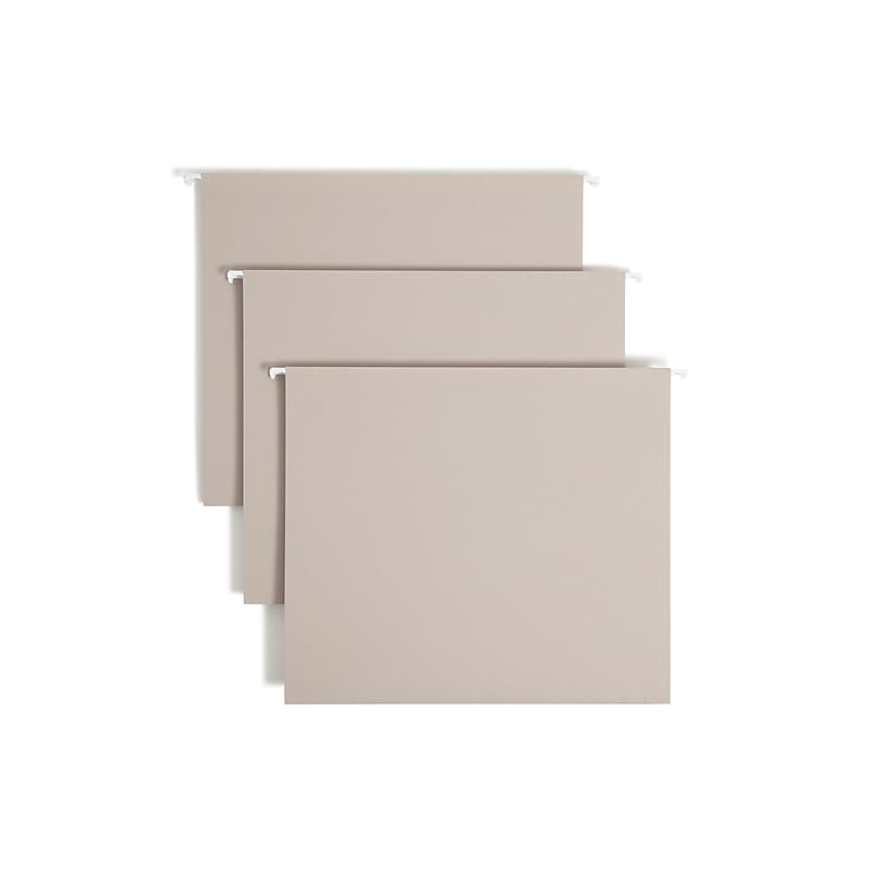 Smead Heavy Duty TUFF Hanging File Folders with Easy Slide™ Tab, 1/3 Cut, Letter Size, Steel Gray, 18/Box (64240) image 1