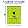 Avery Laser/Inkjet Multipurpose Circle Labels, 2.5" Dia., Bright Green, 90/Pack (94502)~#|#~F3C7C6D2-A08C-4F8C-AD01960D10BE810E_sc7