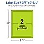 Avery Printable Rectangle Multipurpose Labels, 4.75" x 7.75", Bright Green, 80/Pack (94255)~#|#~F3CF3021-7848-41E4-BB53BBA9E1F0AD11_sc7
