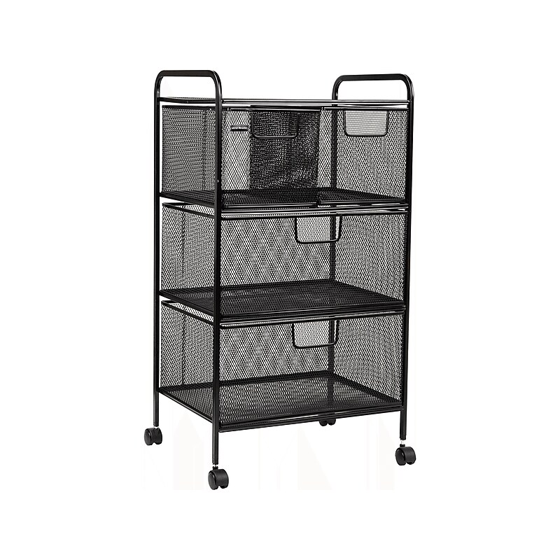Mind Reader 4-Drawer Mobile Utility Cart with Wheels, Metal, Black (4DRMESH-BLK) image 1