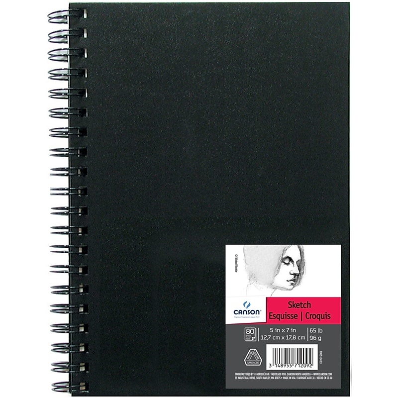 Canson Artist Series 5" x 7" Wire Bound Sketch Art Book, 80 Sheets/Book, 3/Bundle (MCX100510433-3) image 1