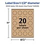 Avery Laser/Inkjet Multipurpose Circle Labels, 1.5" Dia, Kraft Brown, 2000/Box (94506)~#|#~F3D49FA6-B0A1-424B-B96571DB062C69DB_sc7