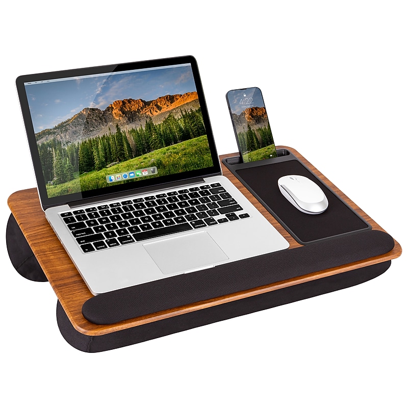 LapGear Home Office Pro 21.1" x 14.1" x 2.6" Lap Desk, Espresso Woodgrain image 1