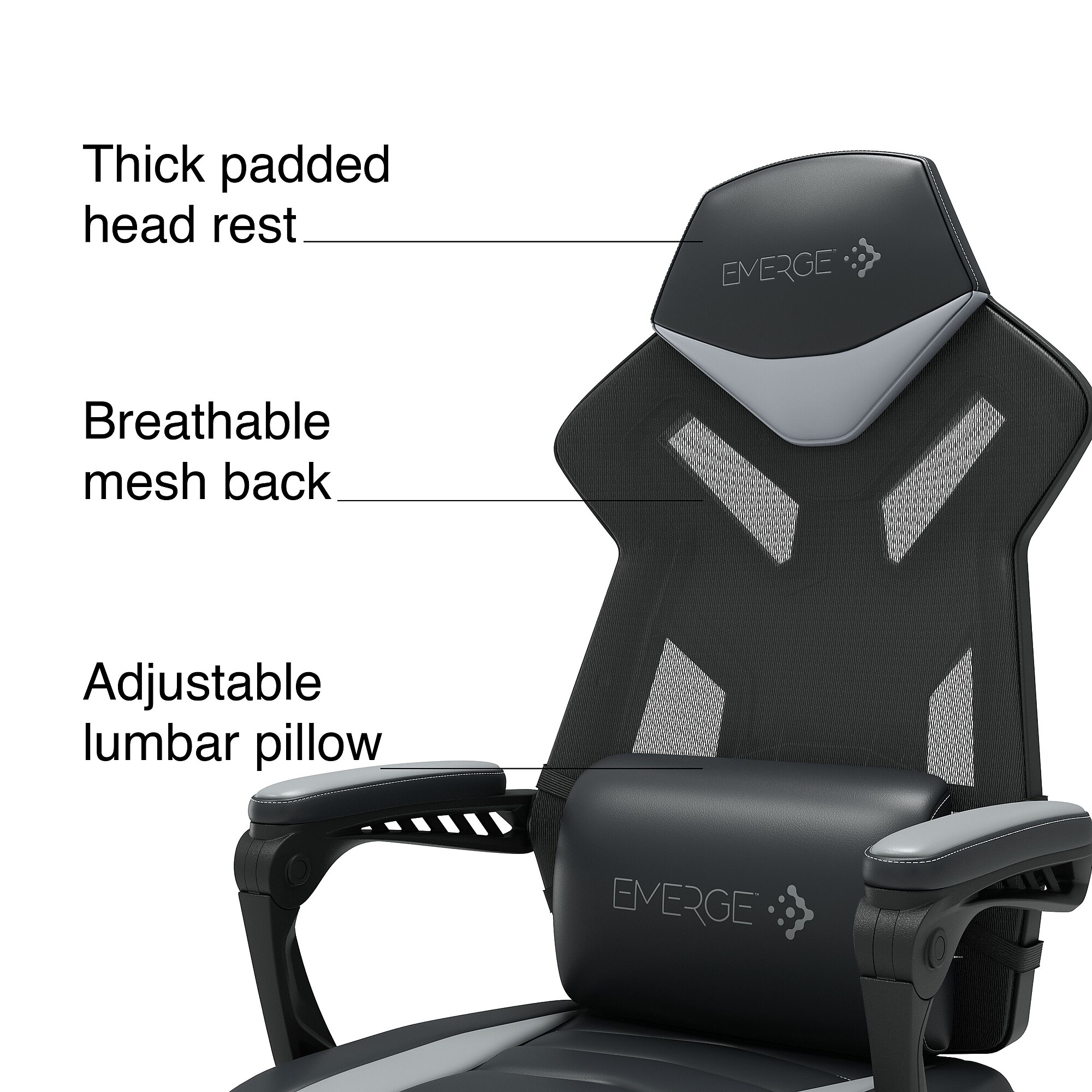 STAPLES Emerge Vomax Bonded Leather Ergonomic Gaming Chair, Black/White Sansujyuku sansujyuku.com