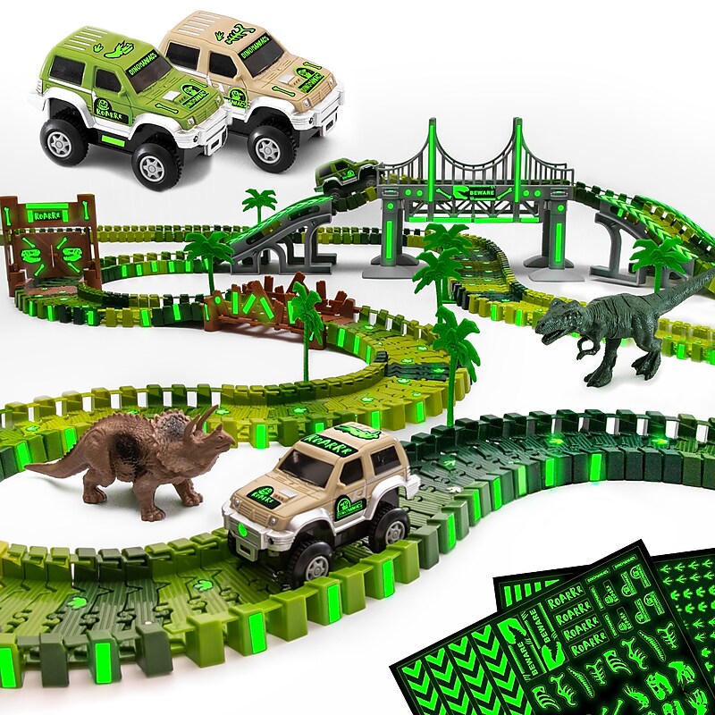 JITTERYGIT Dino Journey Race Track Site Toy Set, 177 Pieces/Pack (DINO-TRACK-GID-JOURNEY-SET - GREEN) image 1