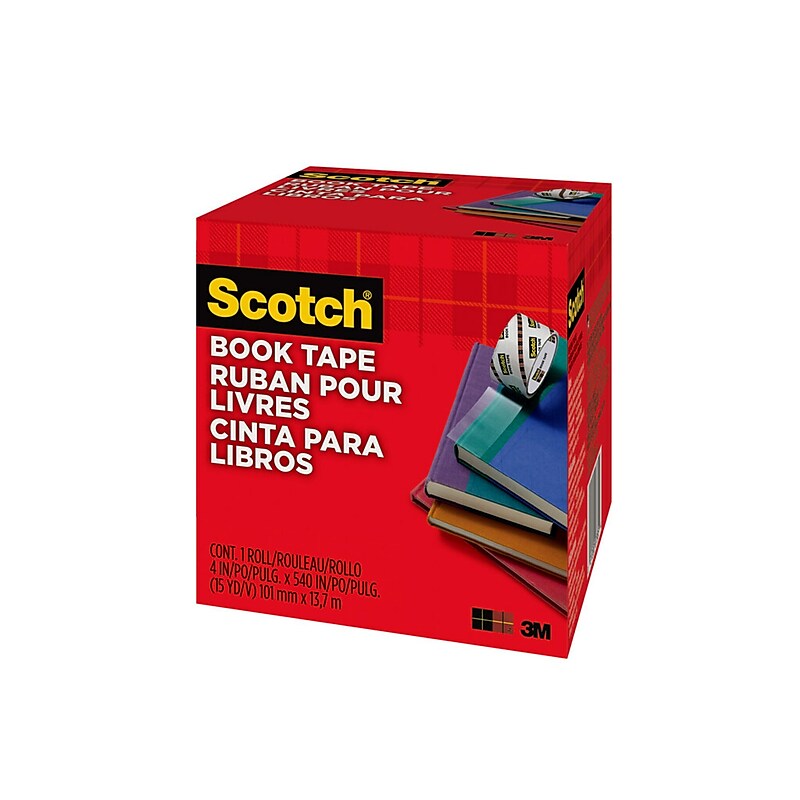 Scotch Book Transparent Clear Tape, 4" x 15 yds., 3" Core, Transparent (8454) image 1