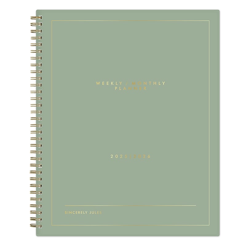 2025-2026 Blue Sky Sincerely Jules Sincerely Sage 8.5" x 11" Weekly & Monthly Planner, Plastic Cover, Green (154288) image 1