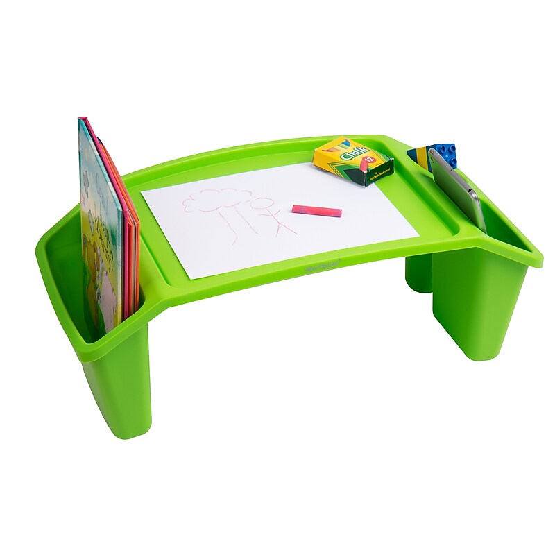 Mind Reader 10.75" x 22.25" Plastic Kids' Lap Desk Activity Tray, Green (KIDLAP-GRN) image 1