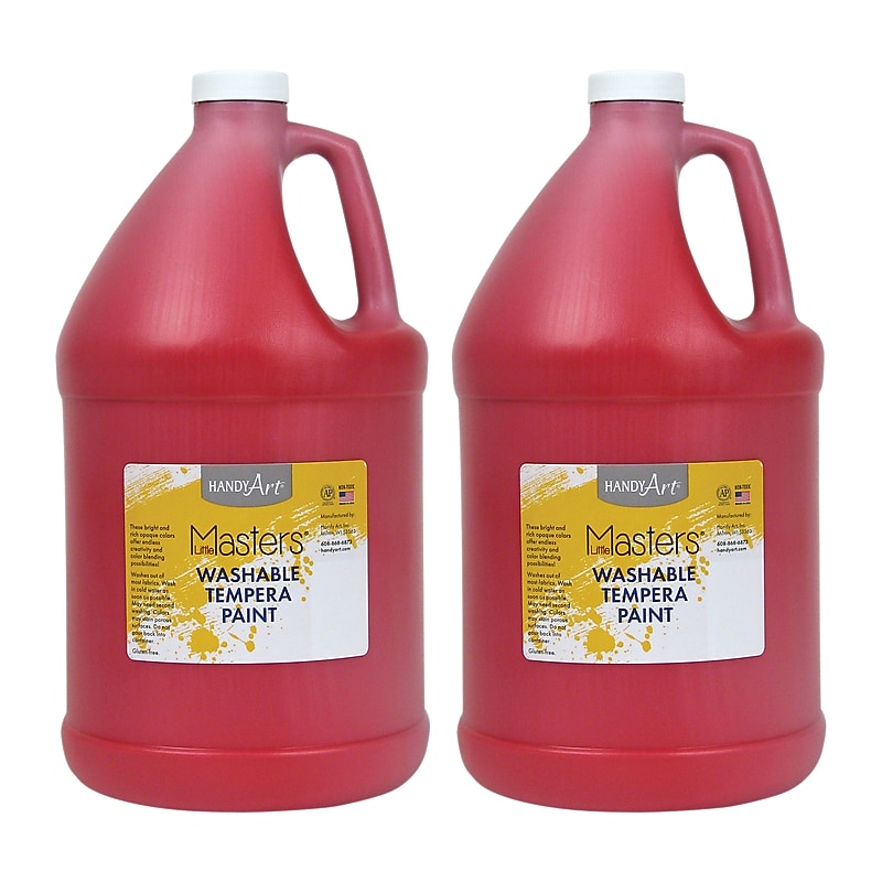 Handy Art Little Masters Washable Tempera Paint, Red, Gallon, 2/Bundle (RPC214720-2) image 1