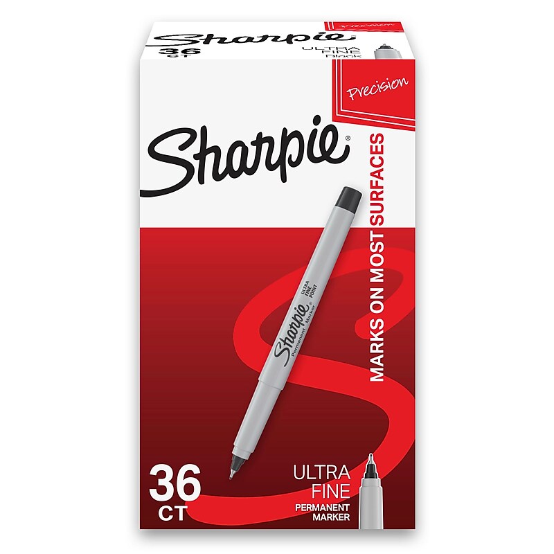 Sharpie Permanent Markers, Ultra Fine Tip, Black, 36/Pack (2082960) image 1