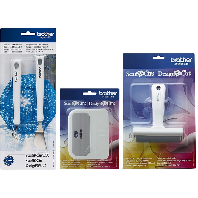 Brother ScanNCut Complete Crafting Accessories Set: Spatula and Hook Set, Scraper Tool, Brayer Roller image 1