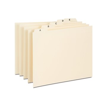 Staples File Guide, A-Z Index, 1/5 Cut, Letter Size, Manila, 25/Set (TR118257)