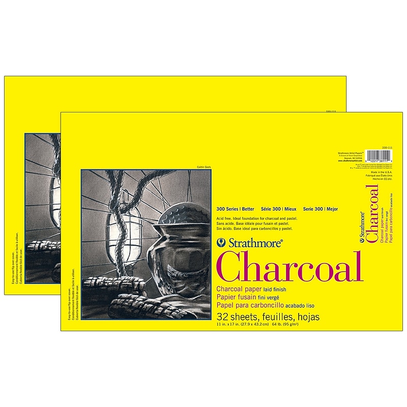 Strathmore 300 Series 11" x 17" Charcoal Sketch Pad, 32 Sheets/Pad, 2/Bundle (STTP3301111-2) image 1