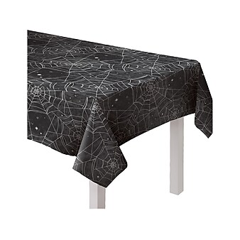 Amscan Spiderweb Night Halloween Tablecover, Black/White (570315)