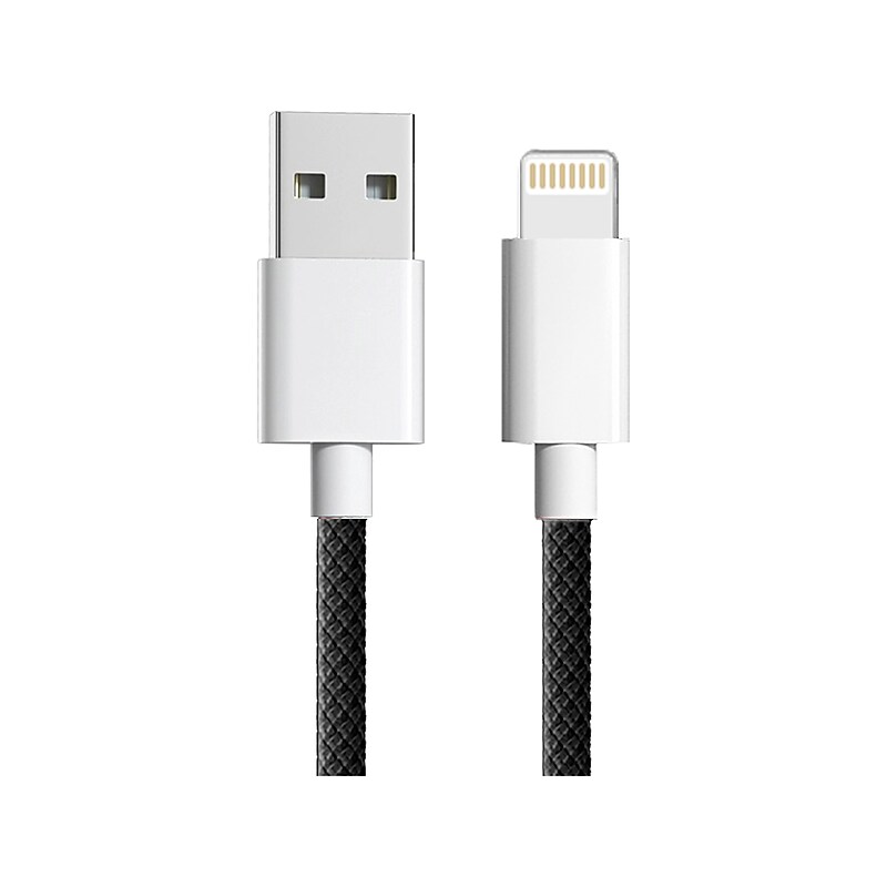 3D Luxe Cool Cables USB Type-C to Lightning Charging Cable, 3 ft., Black/White (A-LIGHT-BLACK) image 1